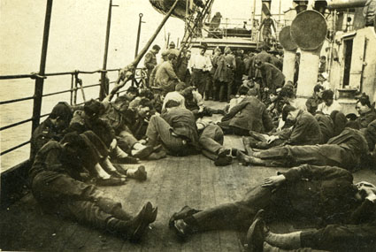 Soldiers on deck, SS Corinthic, 1917